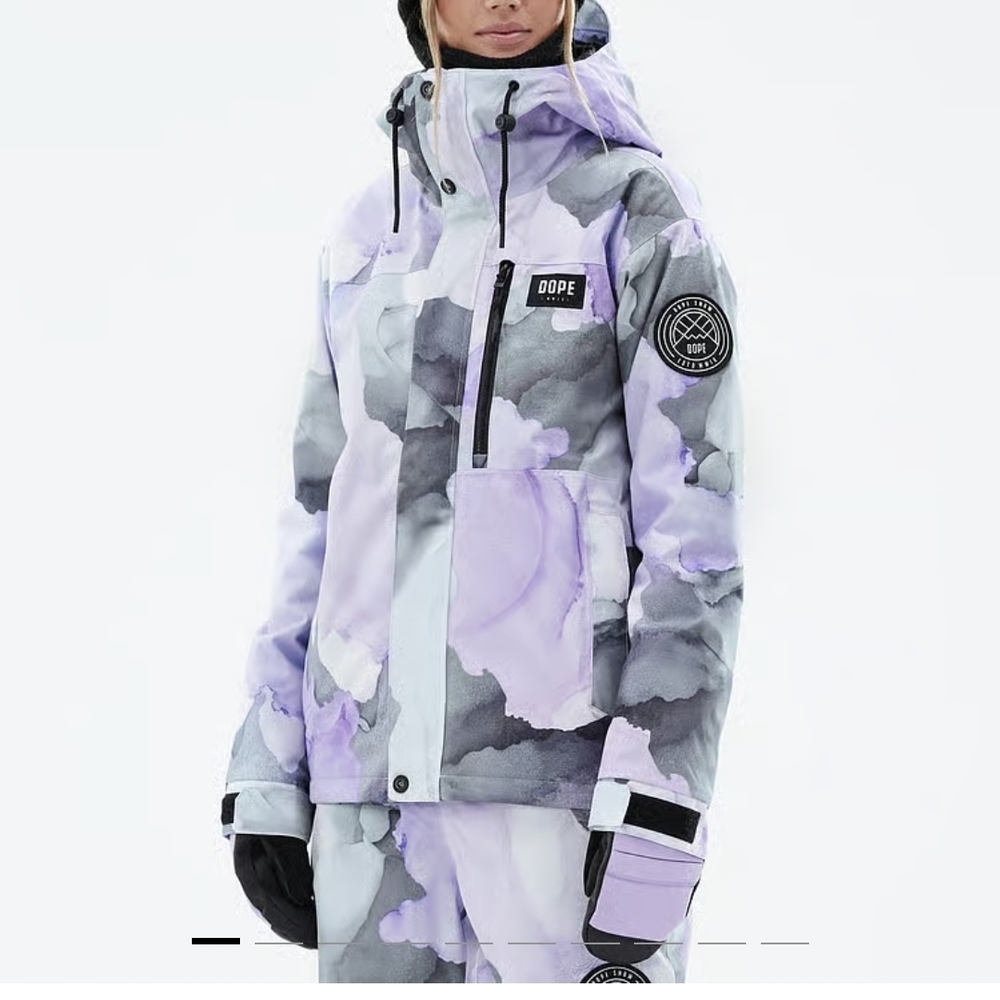 DOPE Womens Lavender and Gray Camouflage Shell Jacket - Picture 3 of 3